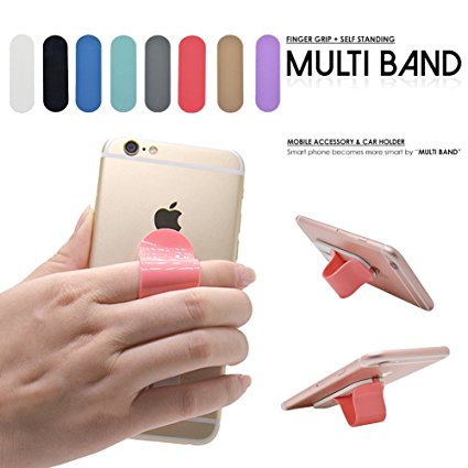 New Silicone Washable and Reuseable Finger Strap Grip Phone Car Holder for All Smart Mobile Phone and Tablet (Red)