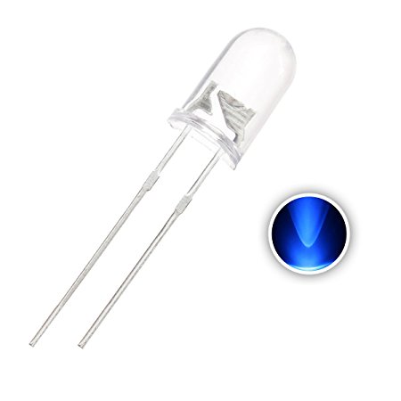 Chanzon 100 pcs 5mm Blue LED Diode Lights (Clear Round Transparent DC 3V 20mA) Super Bright Lighting Bulb Lamps Electronics Components Light Emitting Diodes