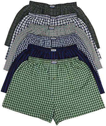 ToBeInStyle Men's Pack of 6 Button Fly Classic Fit Tartan Plaid Boxers