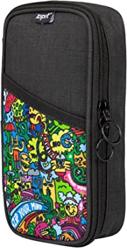ZIPIT Essentials Large Pencil Case, Large Capacity Pen Organizer, Wide Opening with Zipper Closure (Doodles)