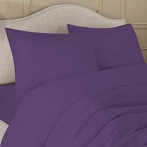 1000 Thread Count 3-Piece Full/Queen (90" x 90") Size, Duvet Cover Zipper Closer & Corner Ties, 100% Egyptian Cotton, Ultra Soft and Easy Care - Plum Solid