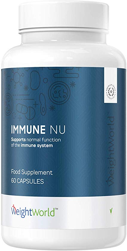 Immune NU - Natural Immune Booster, Iron, Antioxidant Vitamins B, Zinc, Bee Complex - Men & Women Immune System Supplements for Health Boost & Extra Energy - 60 Immune Boost Capsules by WeightWorld