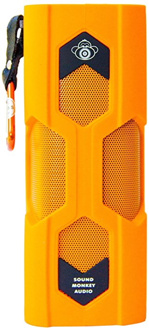 Sound Monkey Audio SM329-MO Rugged Bluetooth Waterproof Dustproof 10W Portable Speaker Waterproof Level IPX6 Use for These Activities Fishing, Boating, Beach Play, Kayaking, Golfing, Hiking, Rafting, ATV, Mango Orange