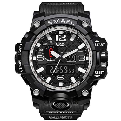 ETOWS? Men's Sport Watch Military Sports Watch 50M Waterproof Watches for Men Rubber LED Wrist Watch Shock Resistant Casual Wrist Quartz Watches
