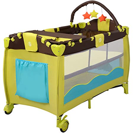 Giantex Portable Baby Crib Playpen Pack Travel Infant Bassinet Bed (Green)