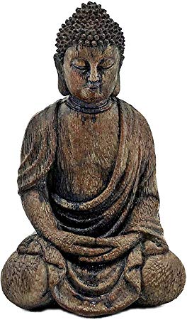 Bellaa 24384 Buddha Statues Dhyana Mudra Sitting Meditating Indoor Outdoor 7 Inch Tall