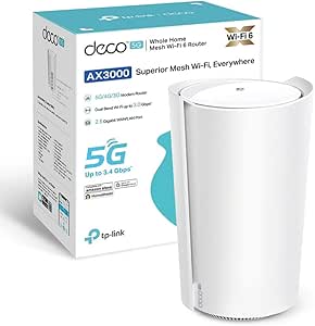 TP-Link Deco X3000-5G Router con Sim, 5G Mesh WiFi 6, AX3000Mbps Dual Band, Modem Ultraveloce con Velocità Fino a 3.4 Gbps, Porta WAN/LAN da 2.5 Gbps, Alexa, Plug&Play