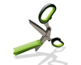 Smart Buy Trader - Culinary 5 Blade Herb Scissors and Cleaning Cover - Easy Clean and Store - Stainless Steel Sharp Blade - Multipurpose Kitchen Shears - Heavy Duty - Ergonomic Design