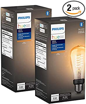 Philips Hue 551788-2 Filament Smart Light Bulb, 2-Pack, Amber