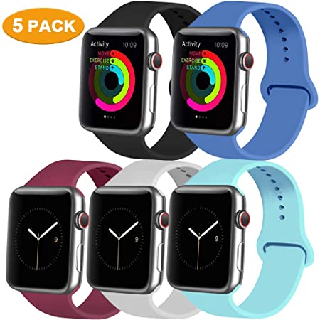 AK Sport Bands Compatible for Apple Watch Band 38mm 40mm 42mm 44mm, Soft Silicone Replacement Band Compatible for iWatch Series 5/4/3/2/1
