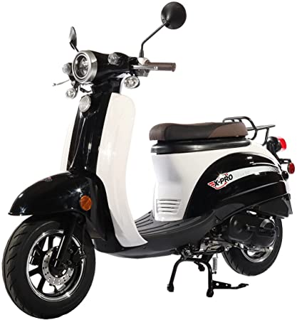 X-PRO Milan 50 50cc Moped Scooter Gas Moped Scooter 50cc Moped Street Scooter with 10" Wheels (Tested and Assembled, Black)