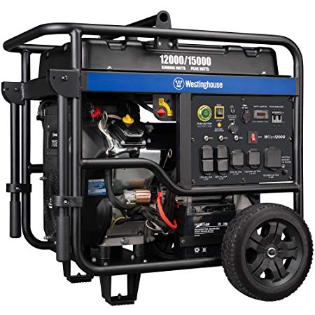 Westinghouse WGen12000 Ultra Duty Portable Generator - 12000 Rated Watts & 15000 Peak Watts - Gas Powered - Electric Start - Transfer Switch & RV Ready - CARB Compliant