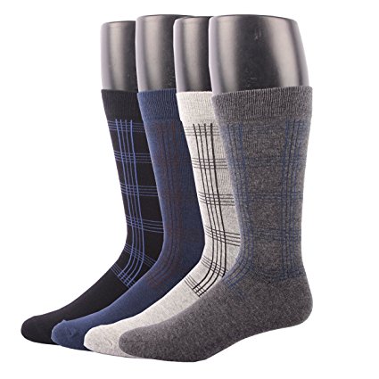RioRiva Men Formal Colorful Patterned Dress Socks Mid Calf Designed Cotton Blend US 7-11/8-14 For Business Casual