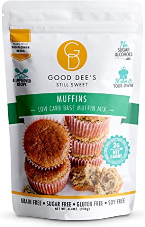 Good Dee’s Muffin Mix – Low carb, Keto Friendly, Sugar Free, Gluten Free, Grain Free, No Nut Based Ingredients, No Added Sugar, Sugar Alcohol Free, Atkins Friendly, Diabetic Friendly, 2g net Carbs