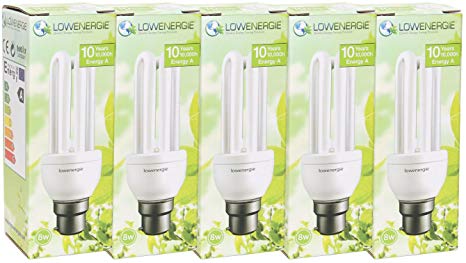 8W (=40W) Warm White Energy Saving CFL Light Bulbs, B22 B22d BC Bayonet Cap, Stick, 10 Years by Lowenergie (5)
