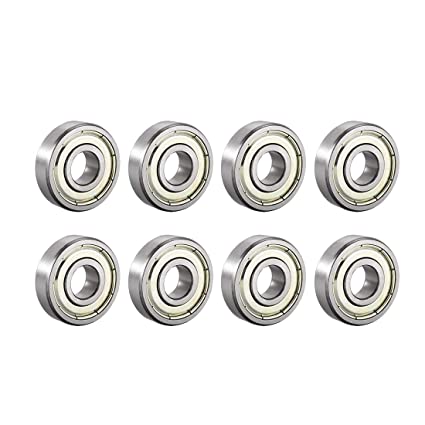 uxcell 609ZZ Deep Groove Ball Bearing Double Shield 609-2Z 80019, 9mm x 24mm x 7mm High Carbon Steel Z1 Bearings (Pack of 8)