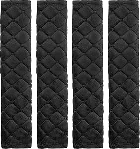 Tatuo 4 Pack Seat Belt Cover Extra Long Seat Belt Pads for Car Seatbelt Protector Soft Comfort Safe Belt Shoulder Strap Covers Harness Pads Helps Protect Your Neck and Shoulder(Black, 25.6 Inch)