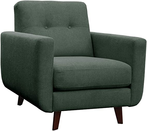 Amazon Brand – Rivet Sloane Mid-Century Modern Armchair with Tapered Legs, 32.7"W, Emerald Green