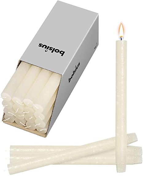 Bolsius Rustic Ivory Household Candles – Unscented Clean Burning Smokeless 10.5 Inch Table Candlestick Decorations - Special for Dinner Wedding-Party- Birthday- Spa-Church, Set of 16 (Ivory)