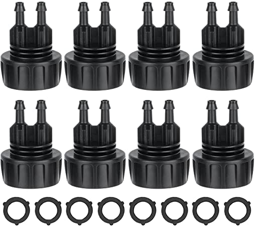 okdeals 8pcs Garden Hose Adapter, 1/4 Inch Drip Irrigation Tubing to 3/4 Inch Faucet, Water Drip Hose Adapter Connectors, Fittings with Washers (2 Barbs)