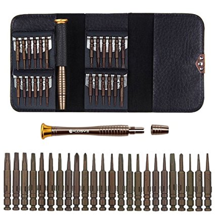 25 in 1 Screwdriver Set, COSVE Mini Precision Screwdriver Tool Set for PC, Glasses, Mobile Phone, Laptop, Watch, RC Quadcopter Drone in Leather Case(S2 Carbon Steel)