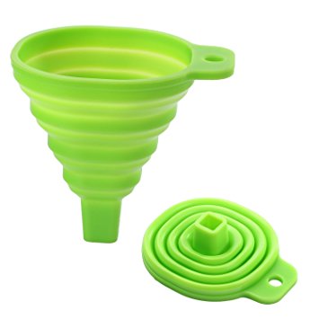 TTF Silicone Collapsible Funnel Foldable Funnel for Liquid Transfer 100% Food Grade Silicone by Icicle (GREEN)