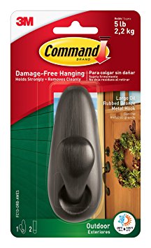 Command Outdoor Forever Classic Metal Hook, Large, Oil Rubbed Bronze, 1-Hook with Foam Strips (FC13-ORB-AWES)