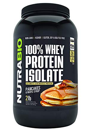 NutraBio 100% Whey Protein Isolate (Pancakes and Maple Syrup, 2 Pounds)