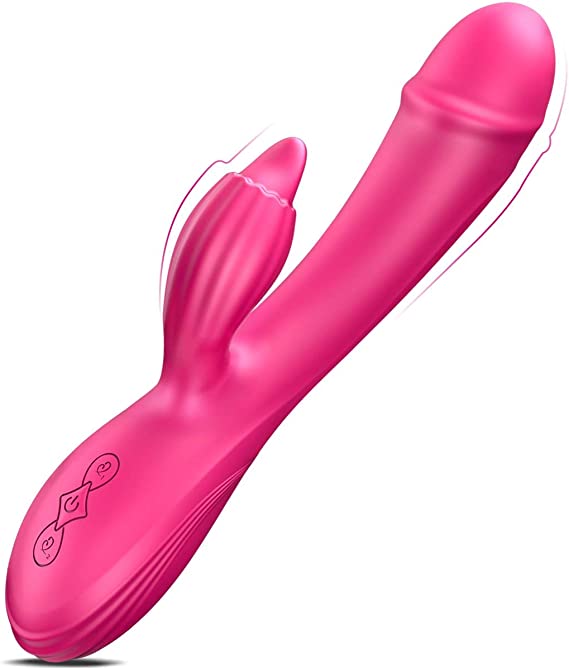 G Spot Vibrator Ultra Soft - SEXY SLAVE Ava Clitoral Stimulator with Tongue Tickler, 7 Vibration Silicone Waterproof Rabbit Vibrator, Sex Toys for Women