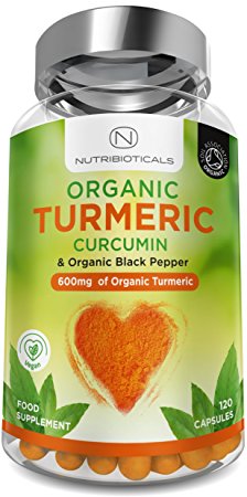 Organic Turmeric Curcumin with Organic Black Pepper 600mg | Highest Potency Available | 120 Clear Veg Capsules (Suitable For Vegetarians & Vegans) | SOIL ASSOCIATION Organic Certified & Made in the UK by Nutribioticals