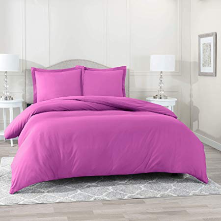 Nestl Bedding Duvet Cover 3 Piece Set – Ultra Soft Double Brushed Microfiber Hotel Collection – Comforter Cover with Button Closure and 2 Pillow Shams, Orchid Purple - King 90"x104"