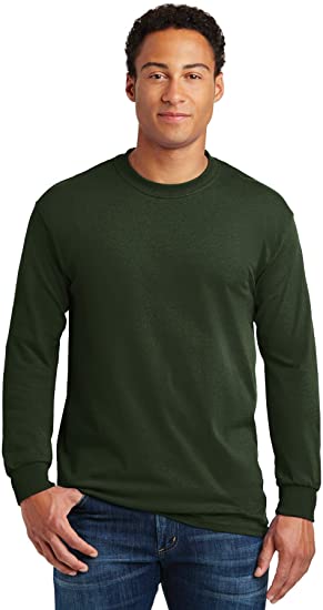 Heavy Cotton 100% Cotton Long Sleeve Tshirt (5400) Forest Green, 2XL (Pack of 12)