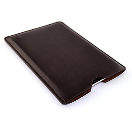 Synthetic Leather iPad Mini Sleeve for iPad Mini 4, 3, 2, & 1 by Dockem; Slim, Simple, and Professional Executive Tablet Case - Soft Felt Lined Dark Brown Basic Protective Pouch Cover
