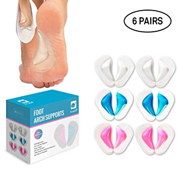 (12 Pieces) Arch Support Shoe Insert | Premium Flat Feet Arch Support for Foot Pain Relief from Plantar Fasciitis | Reusable and Washable High Arch Support Pads for Women and Men by BelugaCare