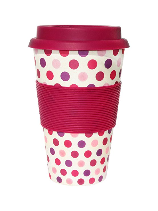 Ecoffee Cup Pink Polka Reusable Coffee Cup 400ml
