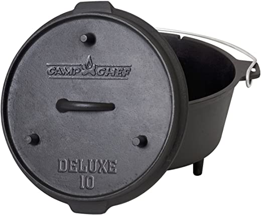 Camp Chef DO10-6 Quart Dutch Oven Pre-Seasoned Cast Iron with Lift Tool and Lid