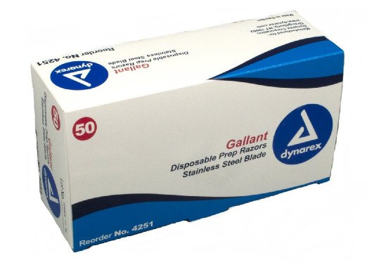 Disposable Gallant Prep Razor, Individually Foil-Packed, 50/bx