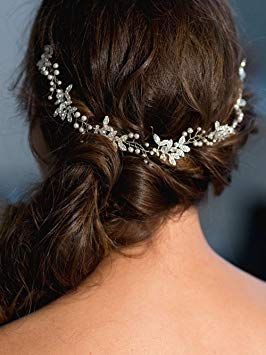 Handmadejewelrylady Wedding Crystal Rhinestones Headband Bridal Hair Vine Headpiece Women Evening Party Hair Accessories (silver)