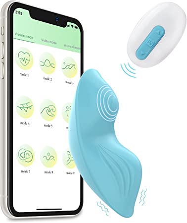 Ergonomic Fit App & Remote Control Wearable Vibrator, G Spot Clitoral Stimulation with 9 Vibrating Modes, Waterproof Magnetic Charging Adult Sex Toys for Women Couples (Blue)