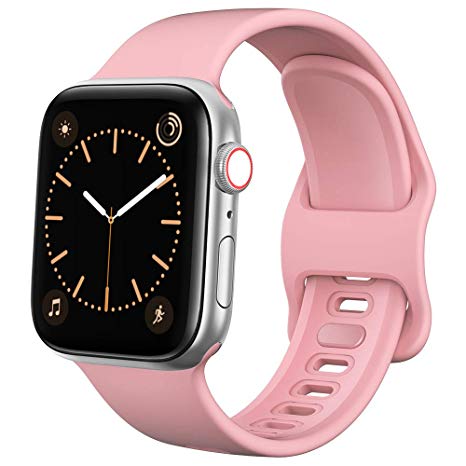 Tovelo Sport Band Compatible with Apple Watch Band 42mm 44mm, Soft Silicone Replacement Sport Strap Compatible with iWatch Series 4/3/2/1,Pink