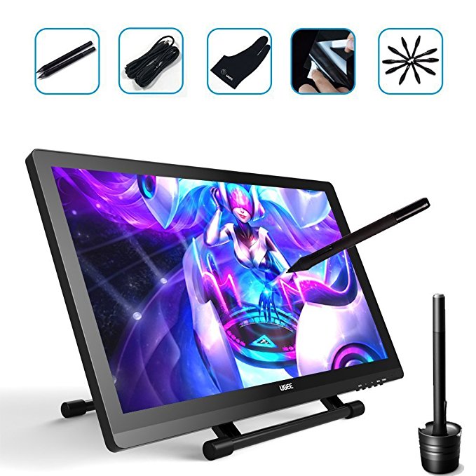 Ugee 1910B Graphics Drawing Monitor Digital Pen Display 19 Inches with 2 Rechargeable Pens, 1 Drawing Glove, 1 LCD Screen Protector