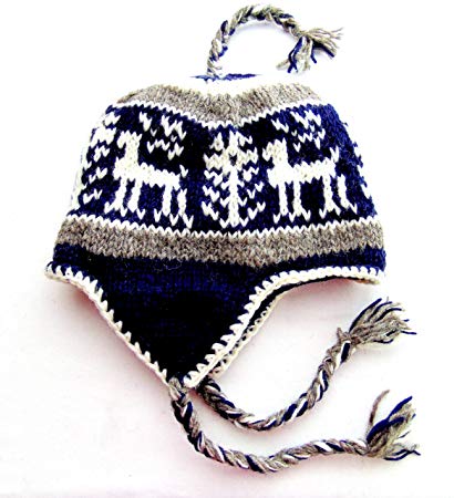 Nepal Hand Knit Tiryagyoni Sherpa Hat - Cold Weather Hat with Ear Flaps & Soft, Warm & Comfortable
