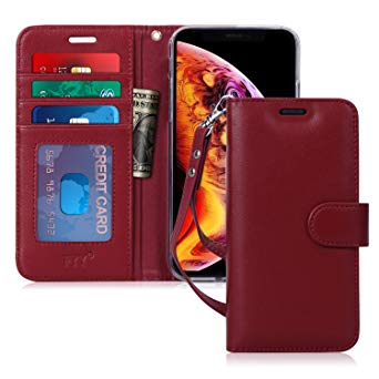 iPhone XR Case, fyy iPhone XR Wallet Case Premium Genuine Leather Protector Cover with [Card Slots] Kickstand Flip Case for Apple iPhone XR 6.1 Inch (2018) Wine Red
