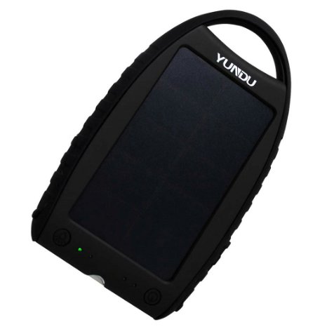 Excoup - 7000mah Solar Charger Solar Power Bank with Dual USB Port and LED Portable Charger Solar Battery Charger for Iphone Cell Phone Tablet Waterproof Dust-proof and Shock-resistant Black