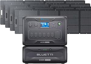 BLUETTI AC300 Power Station with B300K Expansion Battery with 4 200W Solar Panels Included, UPS Battery Backup for Home Emergency Power Outage Off Grid