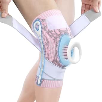 Achiou Knee Compression Sleeve for Knee Pain, Adjustable Knee Brace with Side Stabilizers & Patella Gel Pad, Knee Support Pad with Straps for Meniscus Tear, Running, Working Out, Men Women