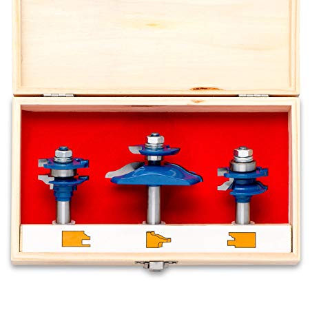 Neiko 10111A Ogee Cutter Router Bit Set, 3 Piece | 1/2" Shank | For Cabinets, Handrails and Other Wood Surfaces