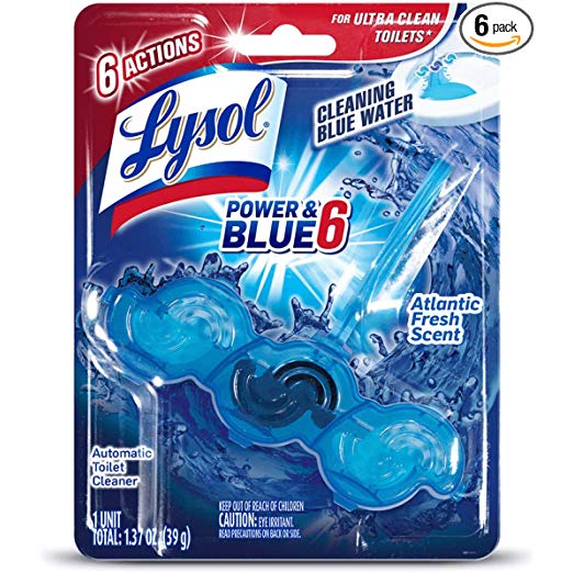 Lysol Power & Blue 6 Automatic Toilet Bowl Cleaner, Atlantic Fresh ( Pack Of 6 )
