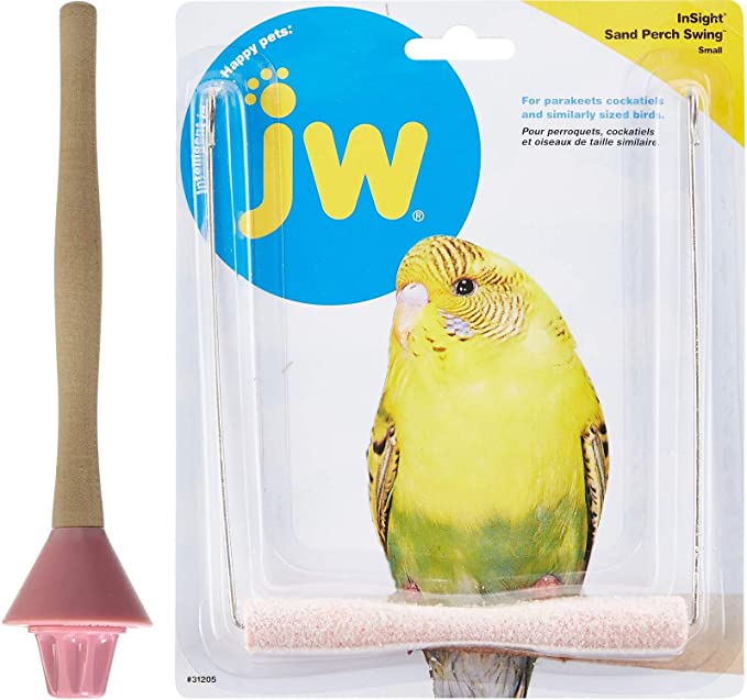JW Pet 2 Piece Insight Bird Perch Bundle: Sand Swing and Wood Perch, Small, Assorted Colors