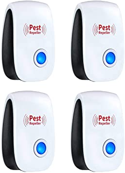 Ultrasonic Pest Repeller 4 Pack, 2020 Ultrasonic Pest Repellent Plug in Pest Control, Non-toxic and 100% Safe For Kids and Pet, Indoor Pest Control Ultrasonic Repellent for Insect, Bug, Mosquito, Mice